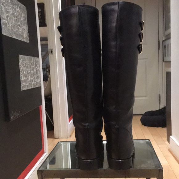 🇺🇸 Martinez Valero Knee High Leather Combat Boots 38.5 fits 8 or small 8.5 - Picture 5 of 15